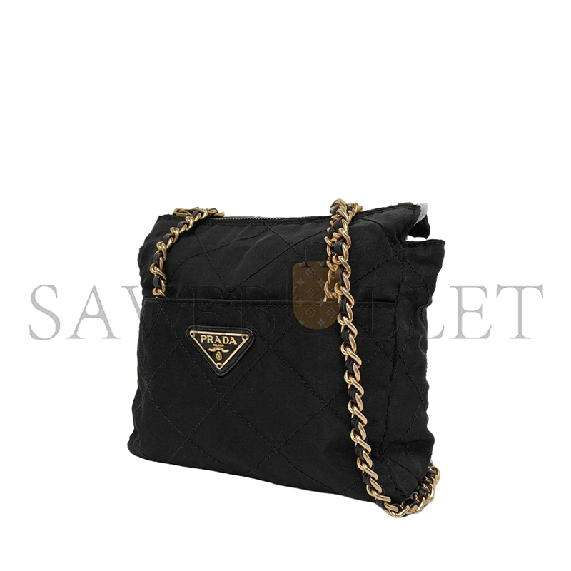 Pra*a black nylon chain crossbody bag 1bd647 (20.5*19.5*6cm)